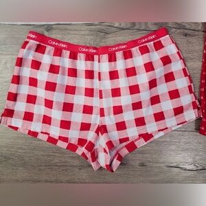 🔥EUC REALLY FREAKING CUTE CALVIN KLEIN PAJAMA SHORTS RED&WHITE W/CK LOGO!!